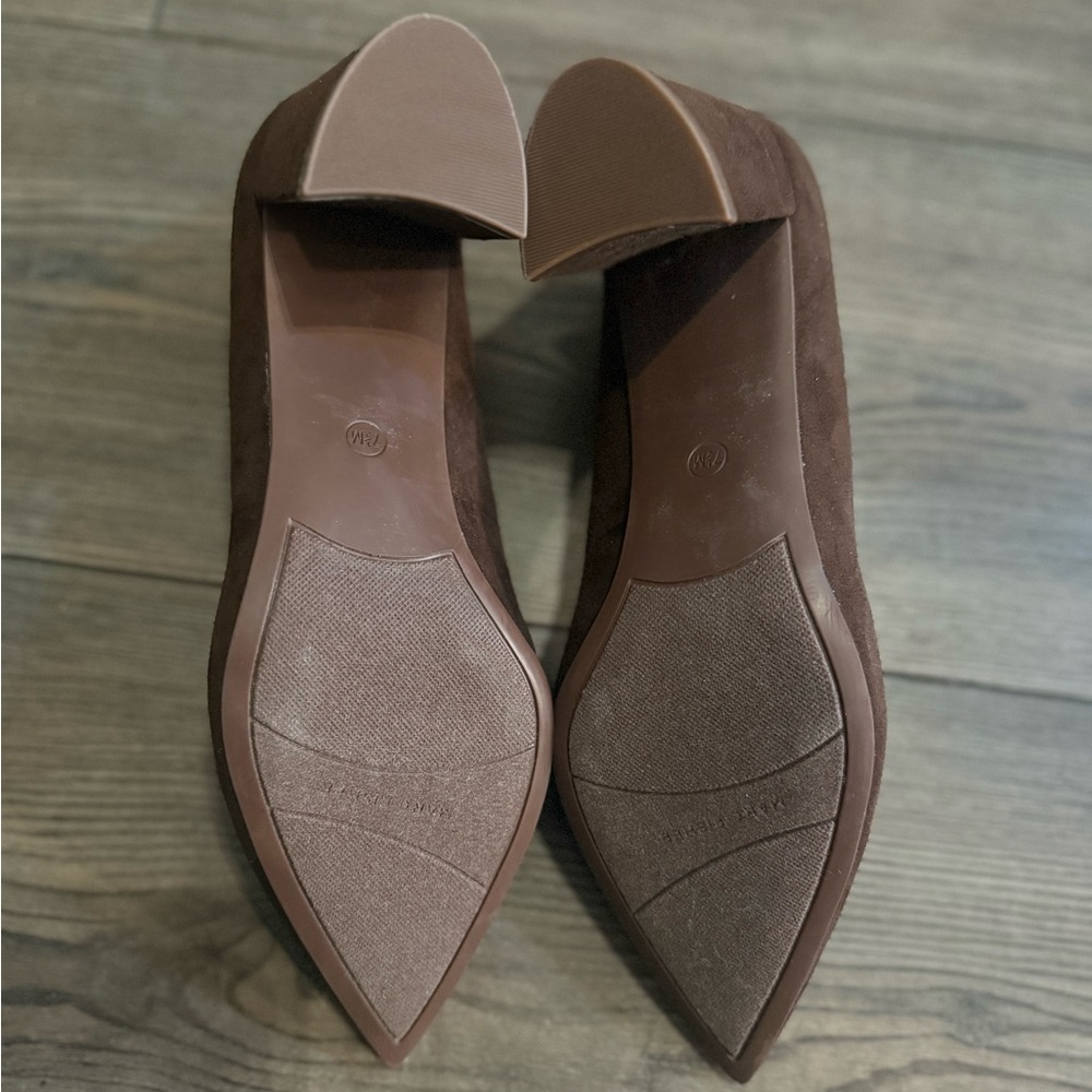 Marc Fisher Zala Dark Brown Suede Block Heel Pumps Women’s 7.5 Never Worn LNC - Picture 2 of 7